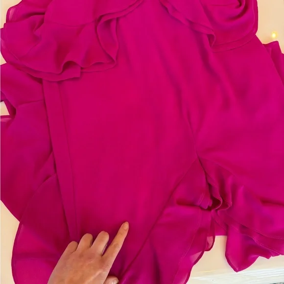 Lovers + Friends Melissa Gown $298 Sweetheart Neckline Pink Ruffles Size Small - Picture 5 of 5